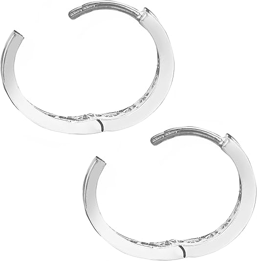 10K Gold Huggie Hoops with CZ | Small Gold Hoop Earrings | 13mm Channel Set