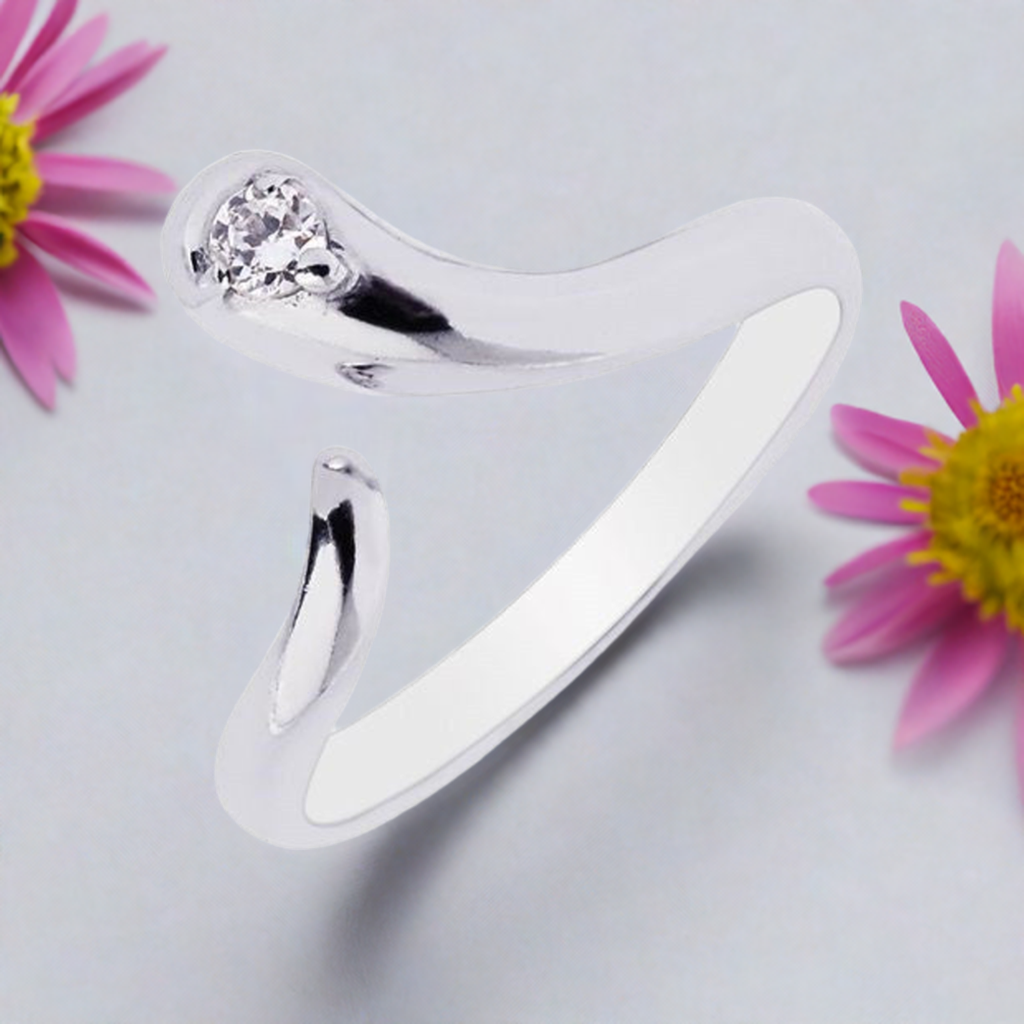 Ritastephens 925 Sterling Silver Adjustable Snake Ring/Toe Ring with Cubic Zirconia – Elegant CZ Jewelry, Fashionable Silver Snake Design, Adjustable Silver Ring, Trendy Toe Ring