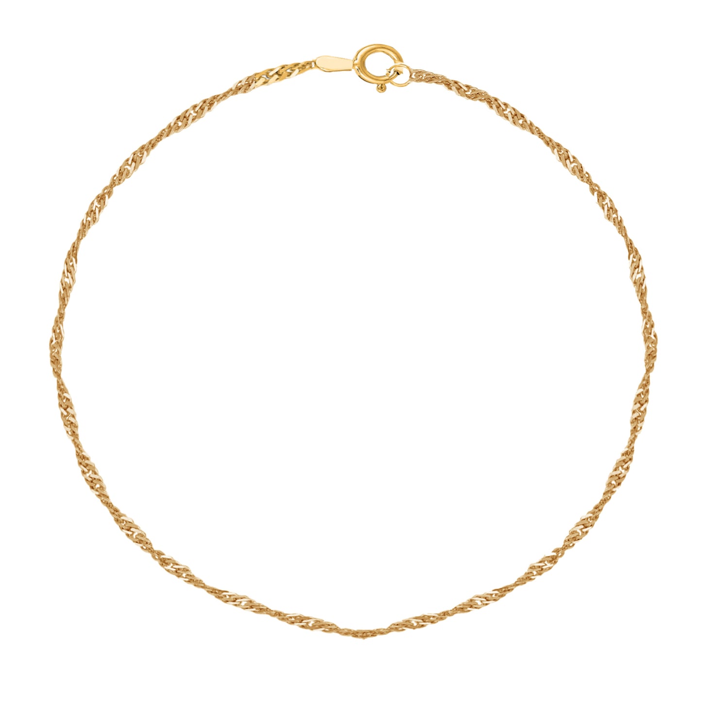 Ritastephens Elegant 10K Yellow Gold Singapore Anklet - Delicate 1.5mm Chain, 10-Inch Adjustable Ankle Bracelet for Timeless Sophistication"