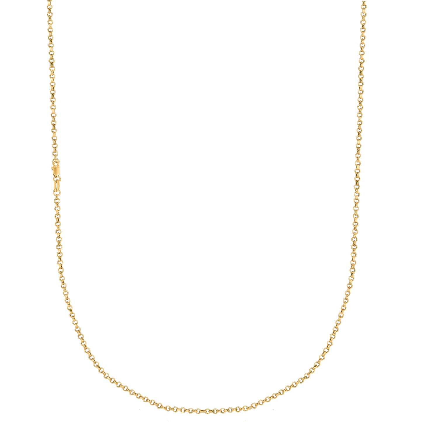 Ritastephens 10K Solid Yellow Gold Rolo Link Chain Necklace – 2.3mm, Available in 16", 18", and 20" Lengths