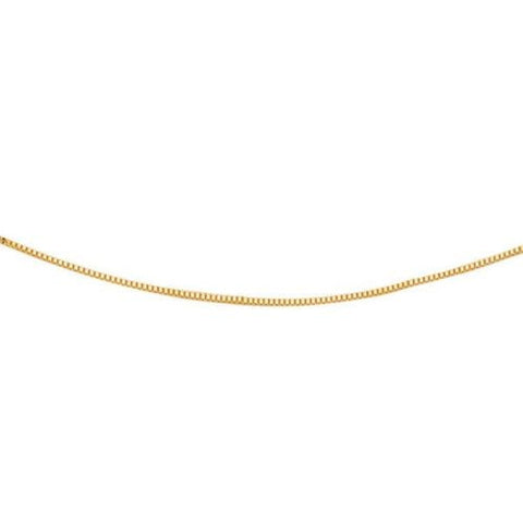 14K Solid Yellow Gold Box Chain Necklace 20" 0.6mm