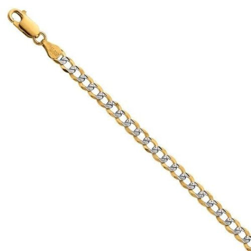 Ritastephens .925 Sterling Silver Gold Overlay Curb Chain Necklace | 24 Inches Long, 3.2mm Wide