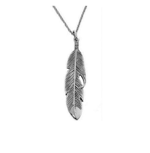 .925 Sterling Silver Feather Charm Necklace 18"