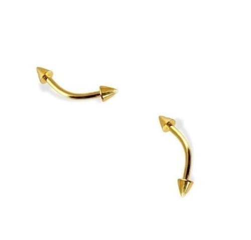Ritastephens Exquisite 14k Yellow Gold Cone End Eyebrow Ring – Luxury Body Piercing with Elegant Cone Design, High-Quality Gold Eyebrow Jewelry for a Sophisticated Look