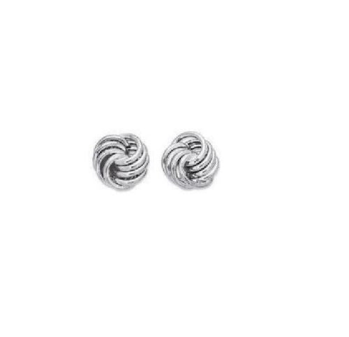 14k Solid Gold White Love Knot Earrings loveknot 10mm