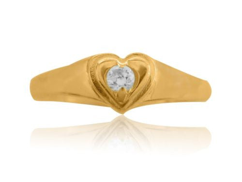 14k Real Yellow Gold Baby Heart Ring Children's Baby Kids sz3 CZ