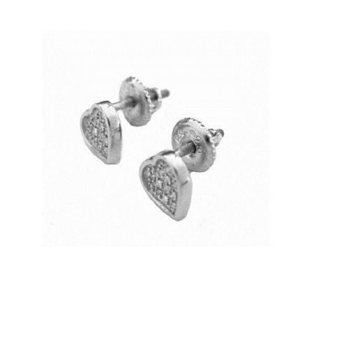 Sterling Silver Heart Diamond Earrings.04ct Stud