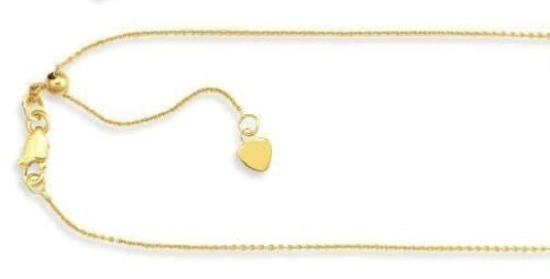 14K Solid Gold Adjustable Cable Chain 16-22" Necklace