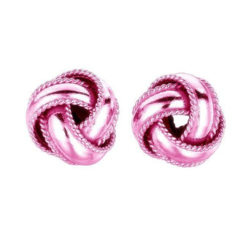 Ritastephens .925 Sterling Silver Rose Pink Gold Overlay Shiny Love Knot Earrings – Elegant Silver Love Knot Studs | Dainty Love Knot Design, Gift-Ready Jewelry