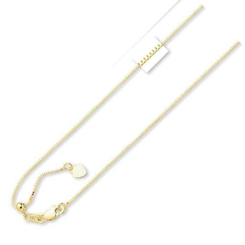 14K Yellow Gold Adjustable Box Chain 16-22" Necklace