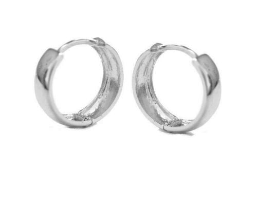 Ritastephens 14K Solid White Gold Huggie Hoop Earrings - Dainty Huggy Hoops, Classic Minimalist Gold Earrings for Everyday Elegance, Small White Gold Huggies, Elegant and Durable Solid Gold Hoop Earrings