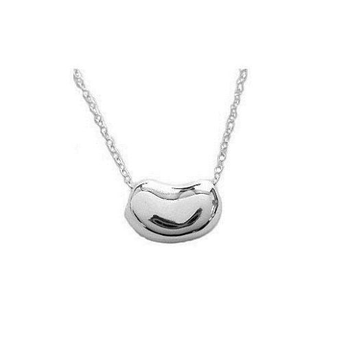 Kidney Bean Charm Necklace - Silver and Yellow Gold Overlay Sterling Silver 925 Minimalist Pendant 18 Inch Chain