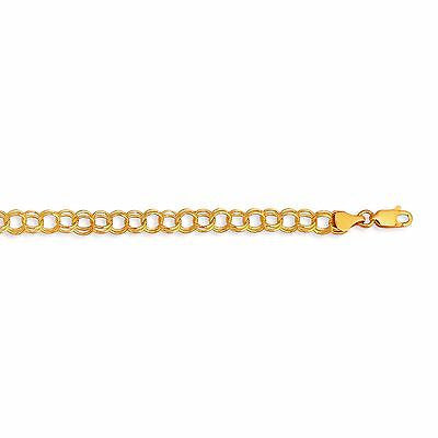 Ritastephens 14K Solid Real Yellow Gold Link Charm Bracelet 7 1/4" – Elegant and Customizable with Polished Links