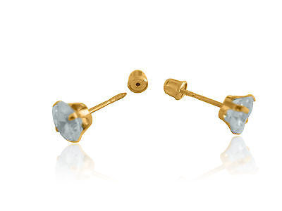 Ritastephens Elegant 14k Yellow Gold 2mm CZ Stud Earrings for Babies – Small Gold Screw Back Studs with Secure Fit, Classic and Stylish Gold CZ Earrings for Children