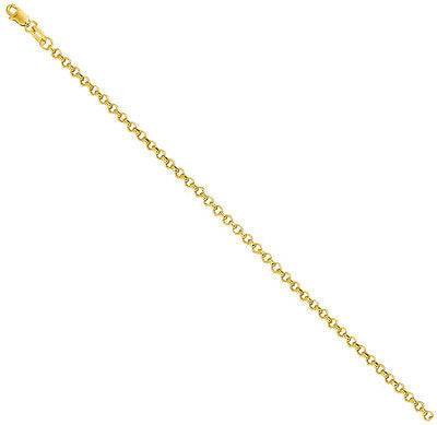 14K Real Yellow Gold Rolo Link Ankle Bracelet Anklet 2.3mm