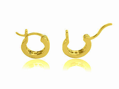 Ritastephens Charming Sterling Silver Gold Plated CZ Hoop Earrings for Kids – Small 12x3mm Size, Durable and Elegant Baby Jewelry, Perfect for Children