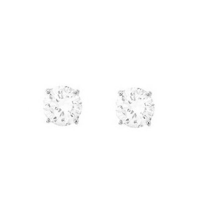 14K Basket Setting Solid White Gold 5mm CZ Stud Earrings 1CT TW Dia
