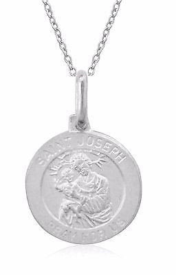 Ritastephens Sterling Silver Saint Joseph Medal Charm Necklace – 18-Inch Silver Pendant, Religious Jewelry