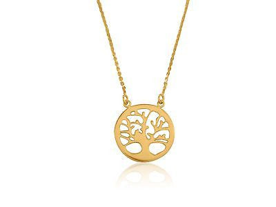 Rita Stephens Elegant 14K Yellow Gold Tree of Life Necklace - Adjustable Chain from 16" to 18", Timeless and Meaningful Pendant