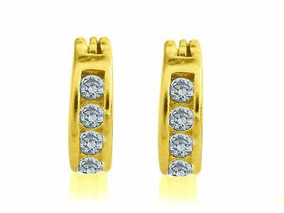 Ritastephens Charming Sterling Silver Gold Plated CZ Hoop Earrings for Kids – Small 12x3mm Size, Durable and Elegant Baby Jewelry, Perfect for Children