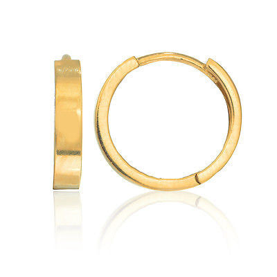 Ritastephens 14k Gold Square Tubular Huggee Hoops Earrings – 2.5mm x 13mm, Elegant Gold Hoops, Compact Huggies Design, Sleek and Modern Gold Earrings