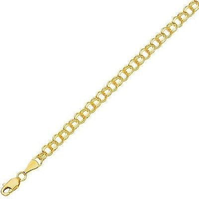 14k Solid Real Yellow Gold Link Charm Bracelet 7"