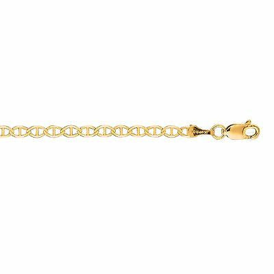 14K Solid Yellow Gold Mariner Link Chain Bracelet 7"