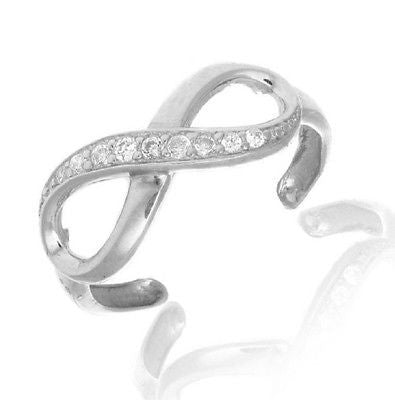 Ritastephens Everlasting Shine CZ Infinity Sterling Silver Adjustable Toe & Body Ring – Elegant Infinity Design with Sparkling Crystal Zirconia