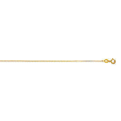 10K Solid Yellow Gold Lite Box Chain Necklace 0.60mm 16",18",20", 22", 24"