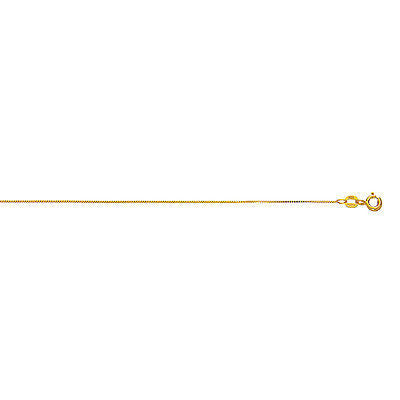 10K Solid Yellow Gold Lite Box Chain Necklace 0.60mm 16",18",20", 22", 24"
