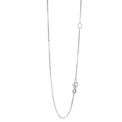 14K White Gold Box Chain 0.8mm Necklace 18"-20" Adjustable