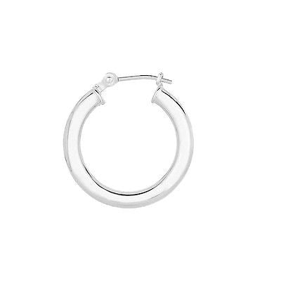 14K Real White Gold Men's Single Tubular Hoop Earring Unisex Huggy 14mm Unisex