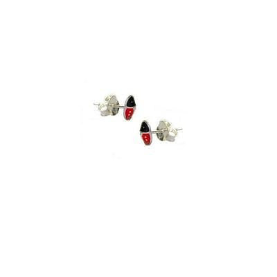 Ritastephens .925 Sterling Silver Ladybug Enamel Post Stud Earrings – Cute 5mm Silver Ladybug Studs, Small Sterling Silver Enamel Jewelry