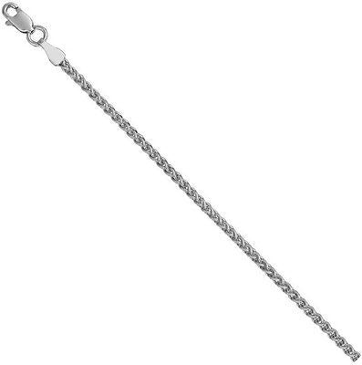 14k Real White Gold Wheat Chain Anklet Lobster Lock Ankle Bracelet 1.1mm 10"
