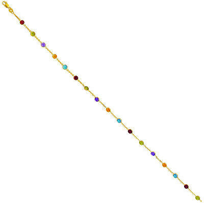14K Solid Real Yellow Gold Gemstone Anklet Ankle Bracelet 10" New