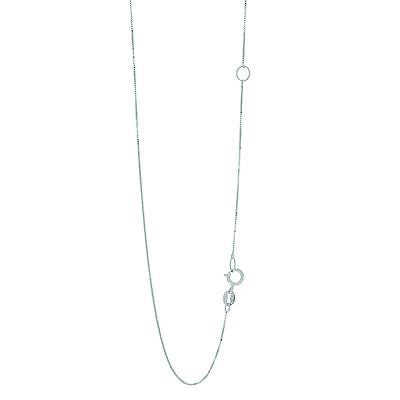 14K White Gold Box Chain 0.6mm Necklace 18"-20" Adjustable