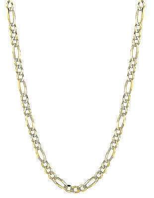 Ritastephens Elegant .925 Sterling Silver Gold Overlay Figaro Chain Necklace | 20 Inches Long, 4.5mm Wide
