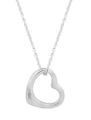Ritastephens Charming Sterling Silver Floating Open Heart Pendant Necklace – 18” Sideways Love Design