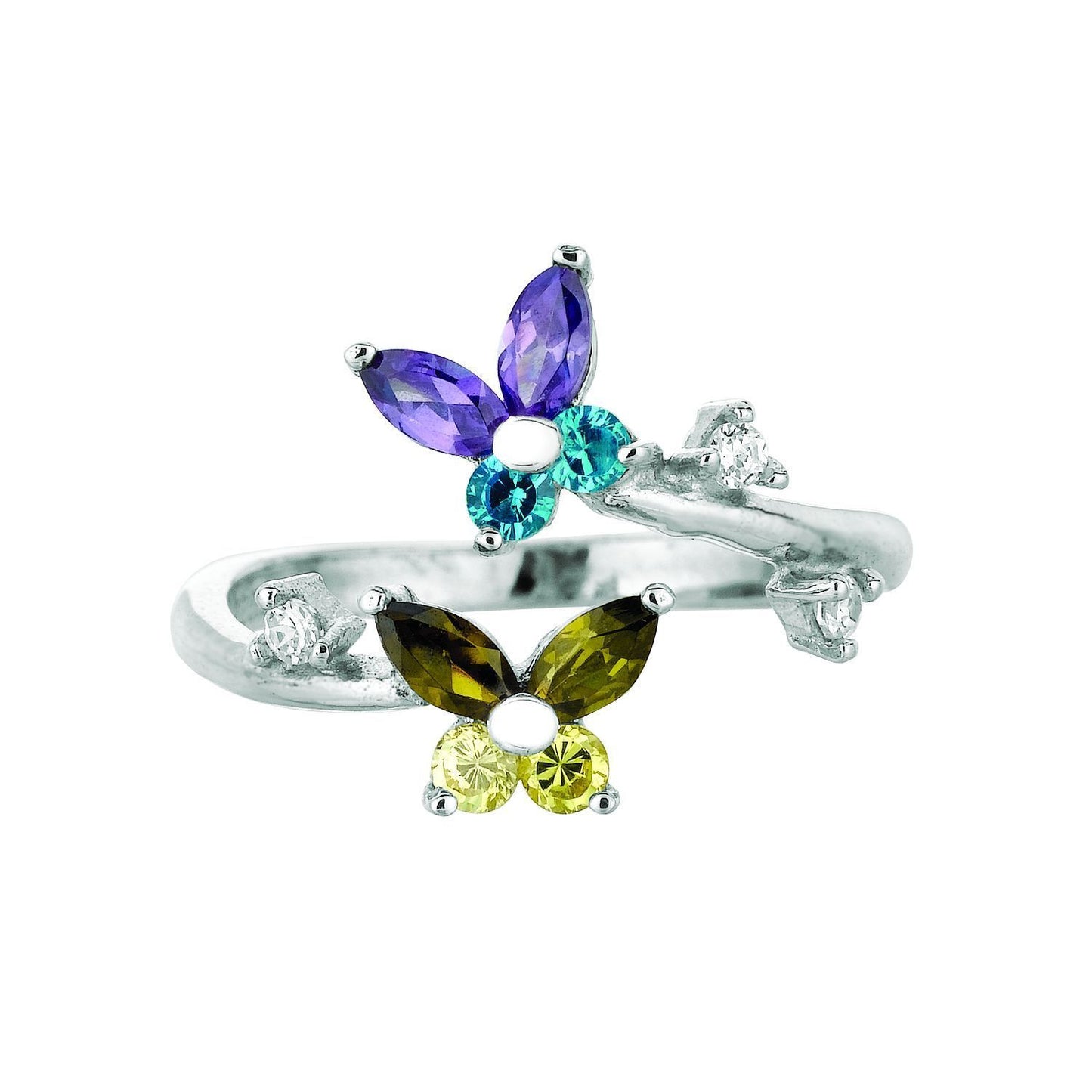 Ritastephens Sterling Silver Adjustable Toe Ring with Blue-Green Butterfly CZ – Elegant Body Art Jewelry, Butterfly Design, and Fashionable Sterling Silver Foot Accessory