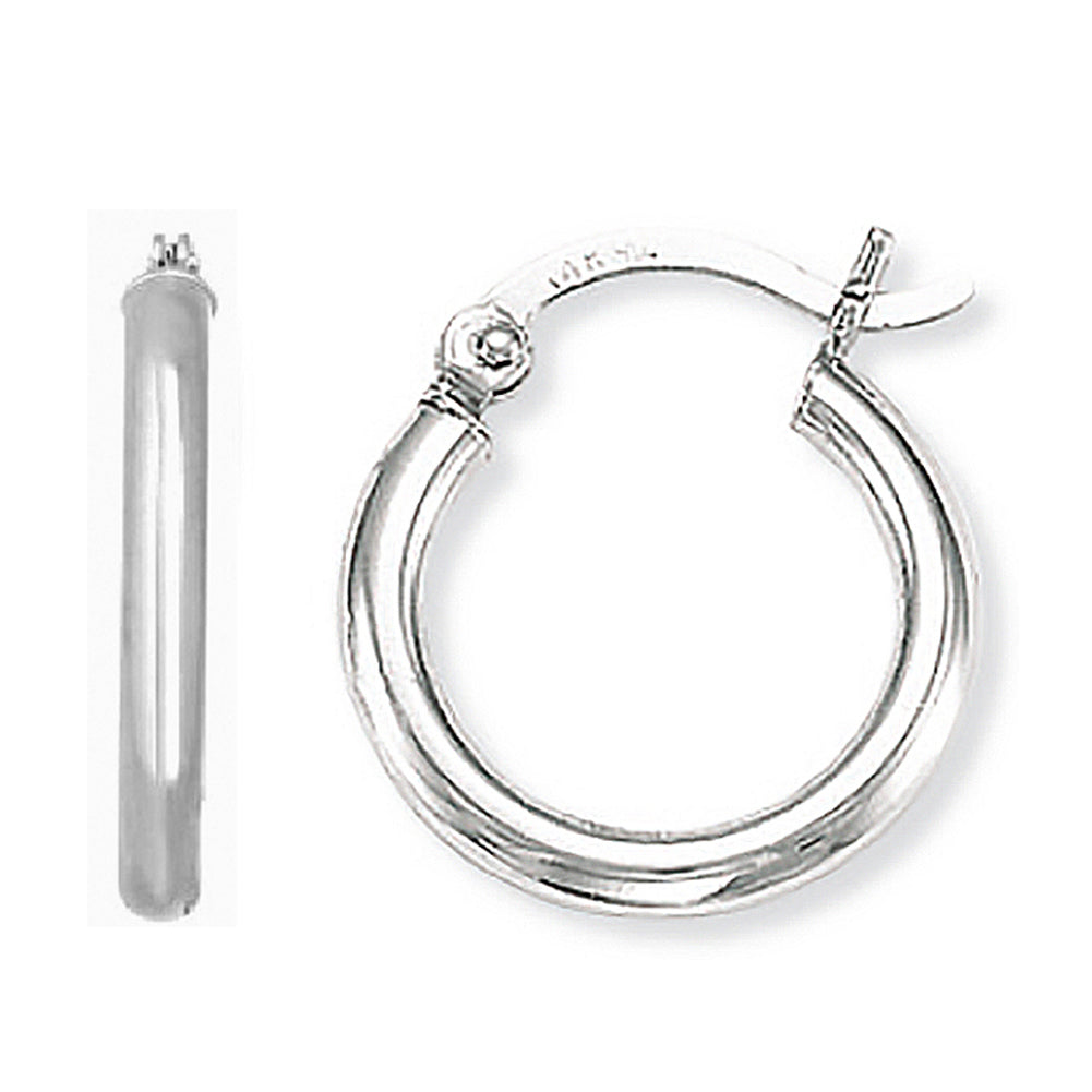 Ritastephens 14K Real White Gold Tubular Hoop Earrings – 15mm Classic and Elegant Gold Hoops, Timeless White Gold Tubular Design, Chic 14K Gold Hoops for Everyday Wear