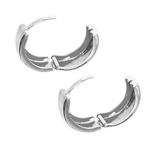 Ritastephens Sterling Silver Shiny Huggy Huggee Hoops Earrings – 14.5mm Sleek and Elegant Hoop Design for a Chic and Modern Look