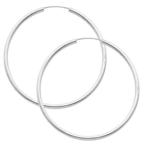 50mm Hoop earrings plain sterling silver 925 endless hoop earrings large for women