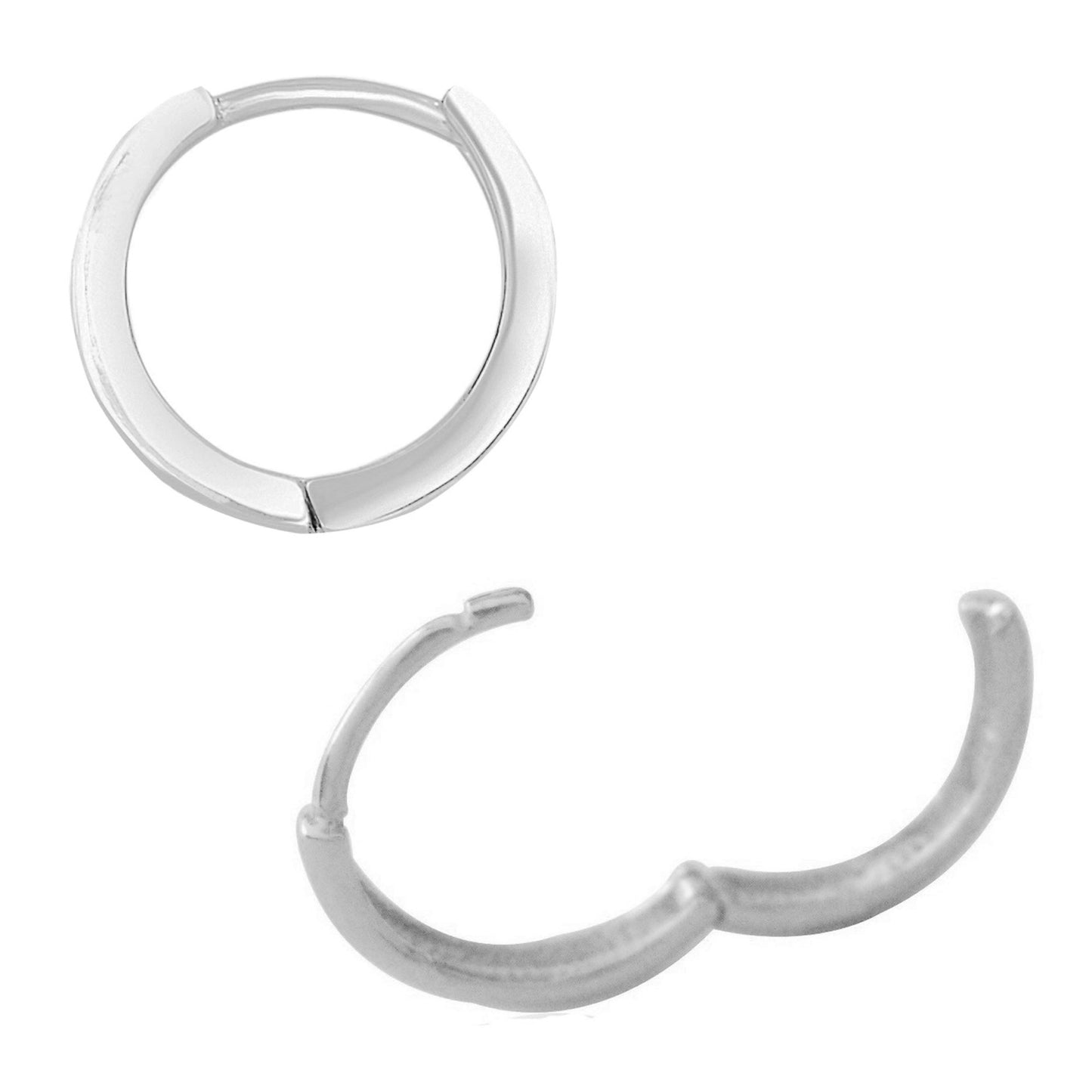 Ritastephens .925 Sterling Silver Round Huggy Hoop Earrings - 12.5x3mm Small Baby Huggies, Elegant Compact Silver Hoops, Classic & Timeless Design