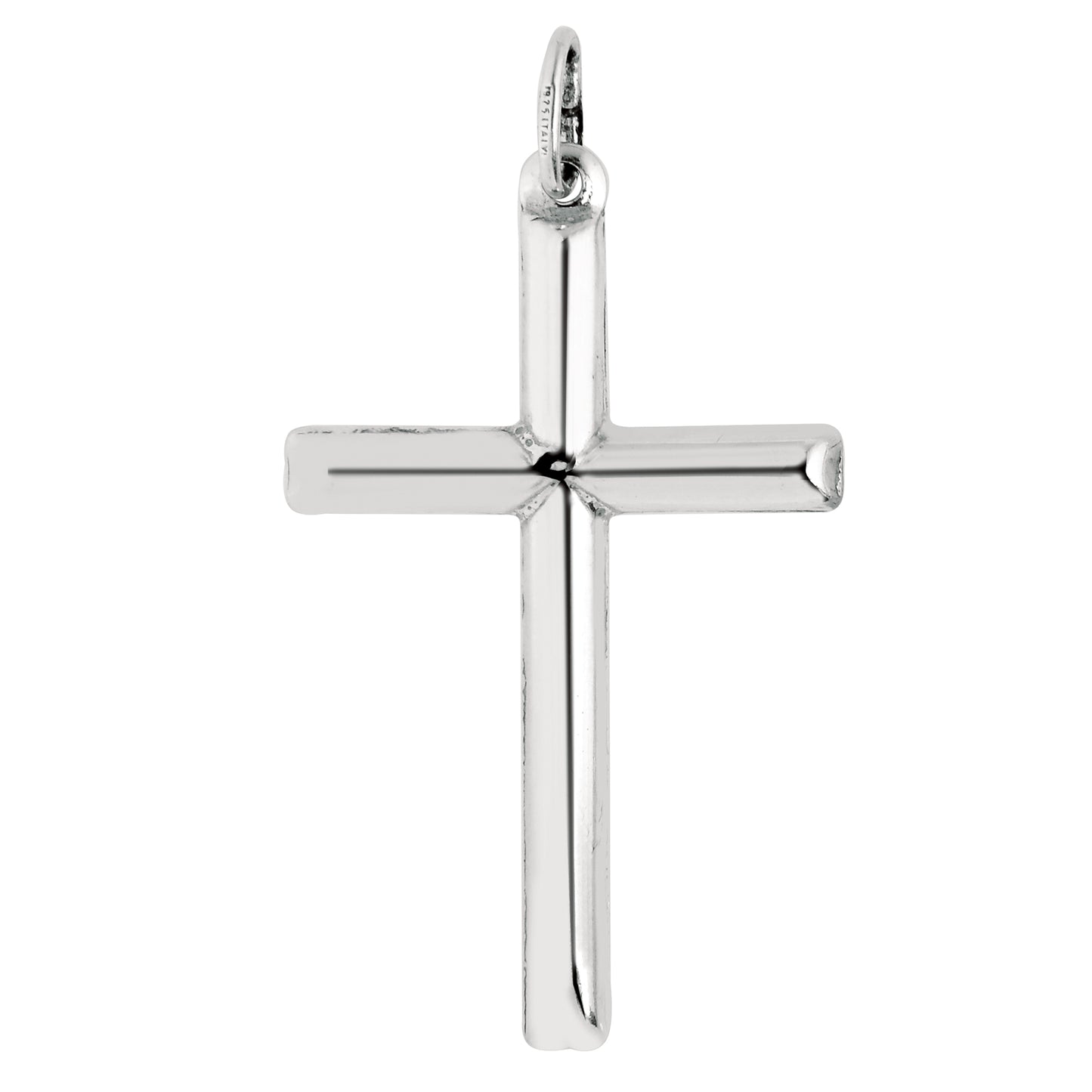 Ritastephens 20" Shiny Sterling Silver Italian Cross Pendant Necklace - 35mm Elegant Design