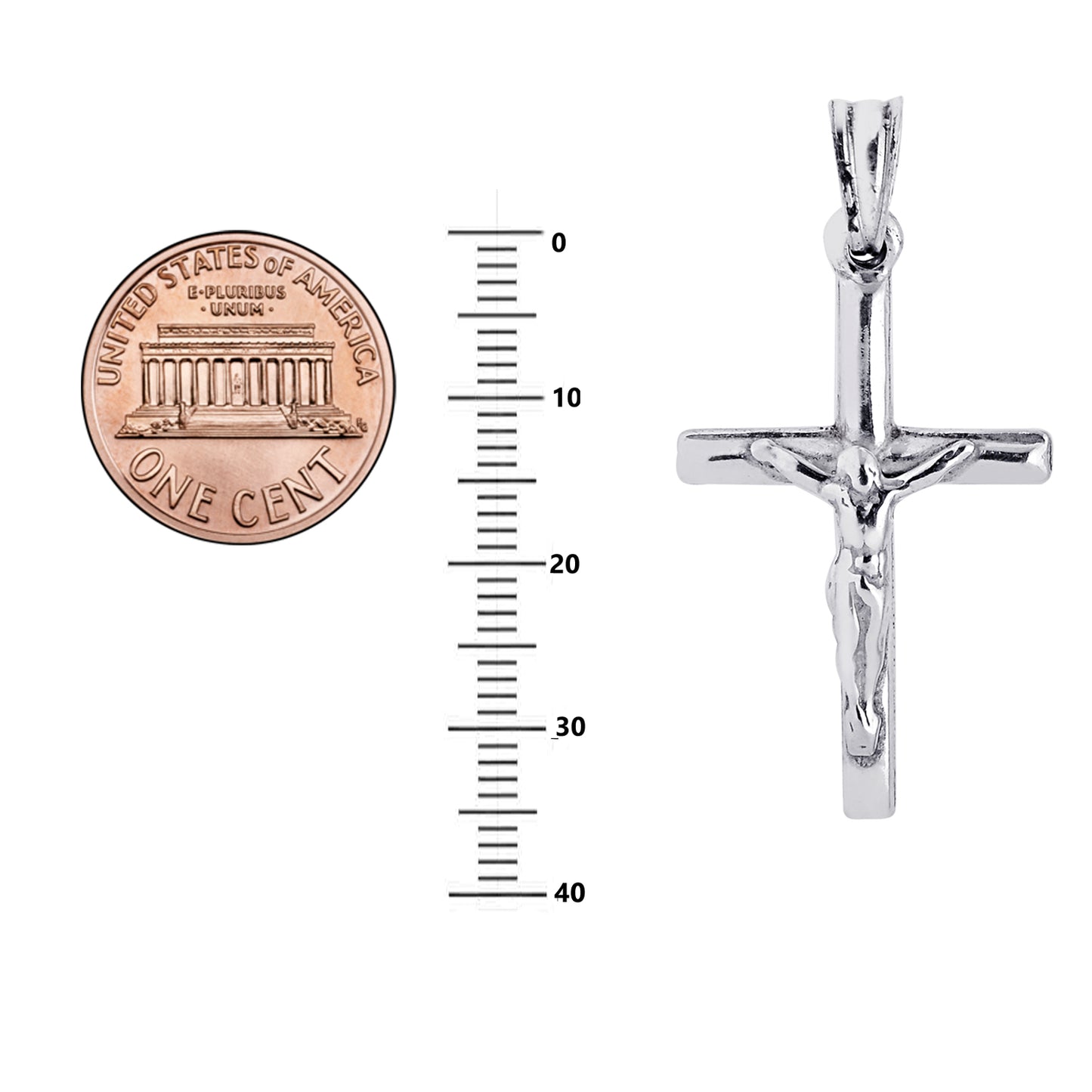 Ritastephens Sterling Silver Crucifix Cross Charm Pendant | 20x37mm Detailed Religious Design