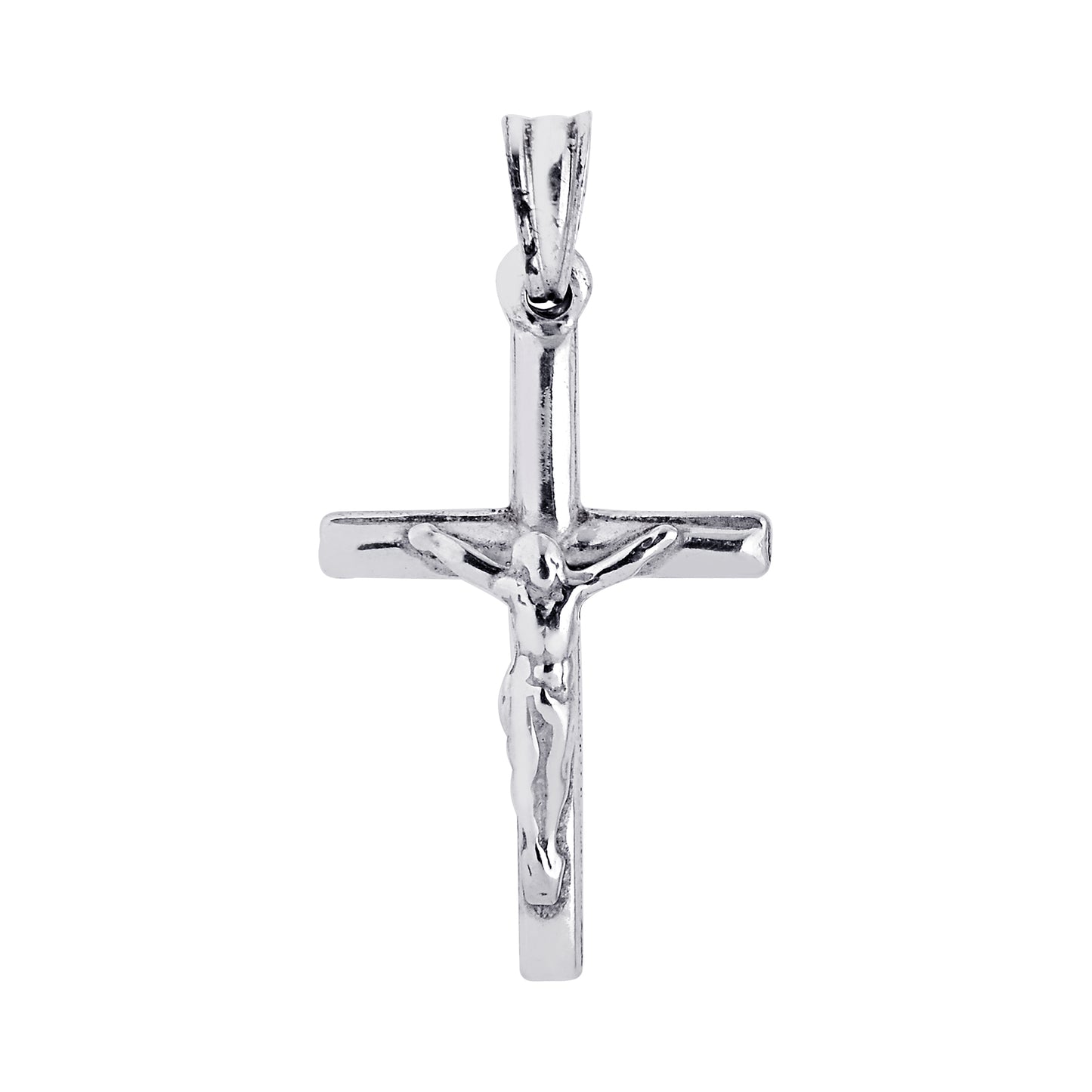Ritastephens Sterling Silver Crucifix Cross Charm Pendant | 20x37mm Detailed Religious Design