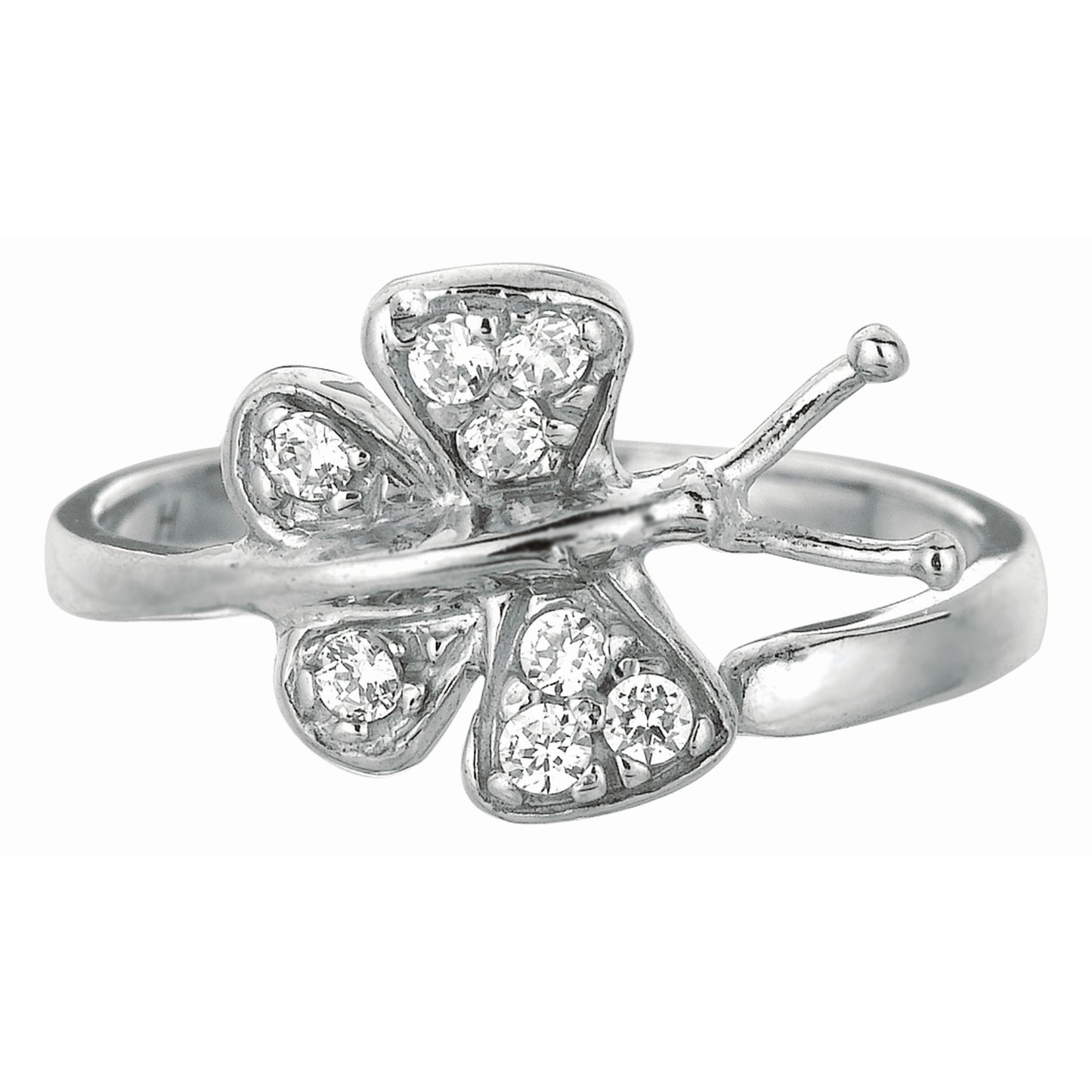 Ritastephens Elegant .925 Sterling Silver Butterfly Ring with CZ - Adjustable for Finger or Toe, Sparkling Cubic Zirconia Jewelry, Versatile Fashion Accessory