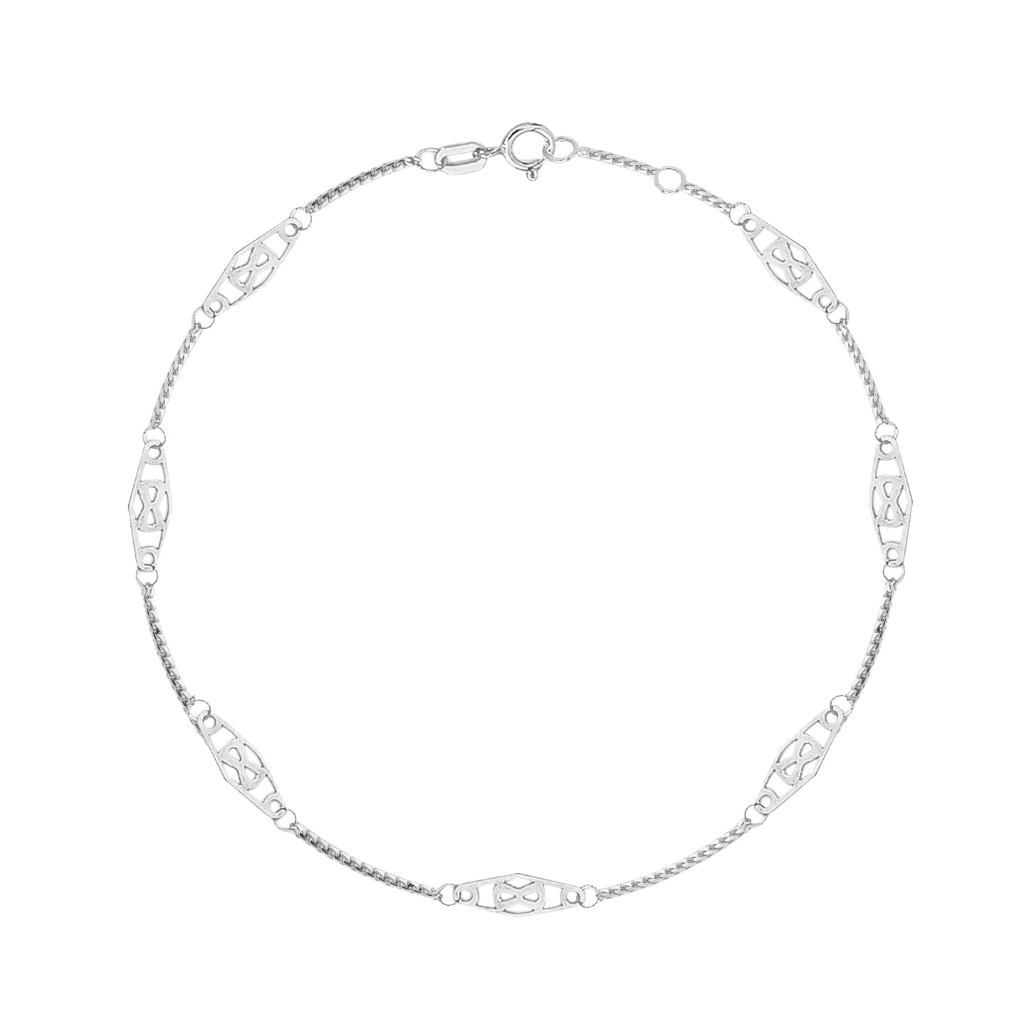 Ritastephens 14K Solid White Gold Infinity Anklet – Elegant Ankle Bracelet with Timeless Infinity Symbol Design for Classic Sophistication