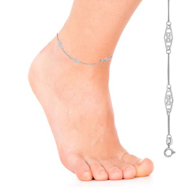 14K Solid White Gold Infinity Anklet Ankle Bracelet
