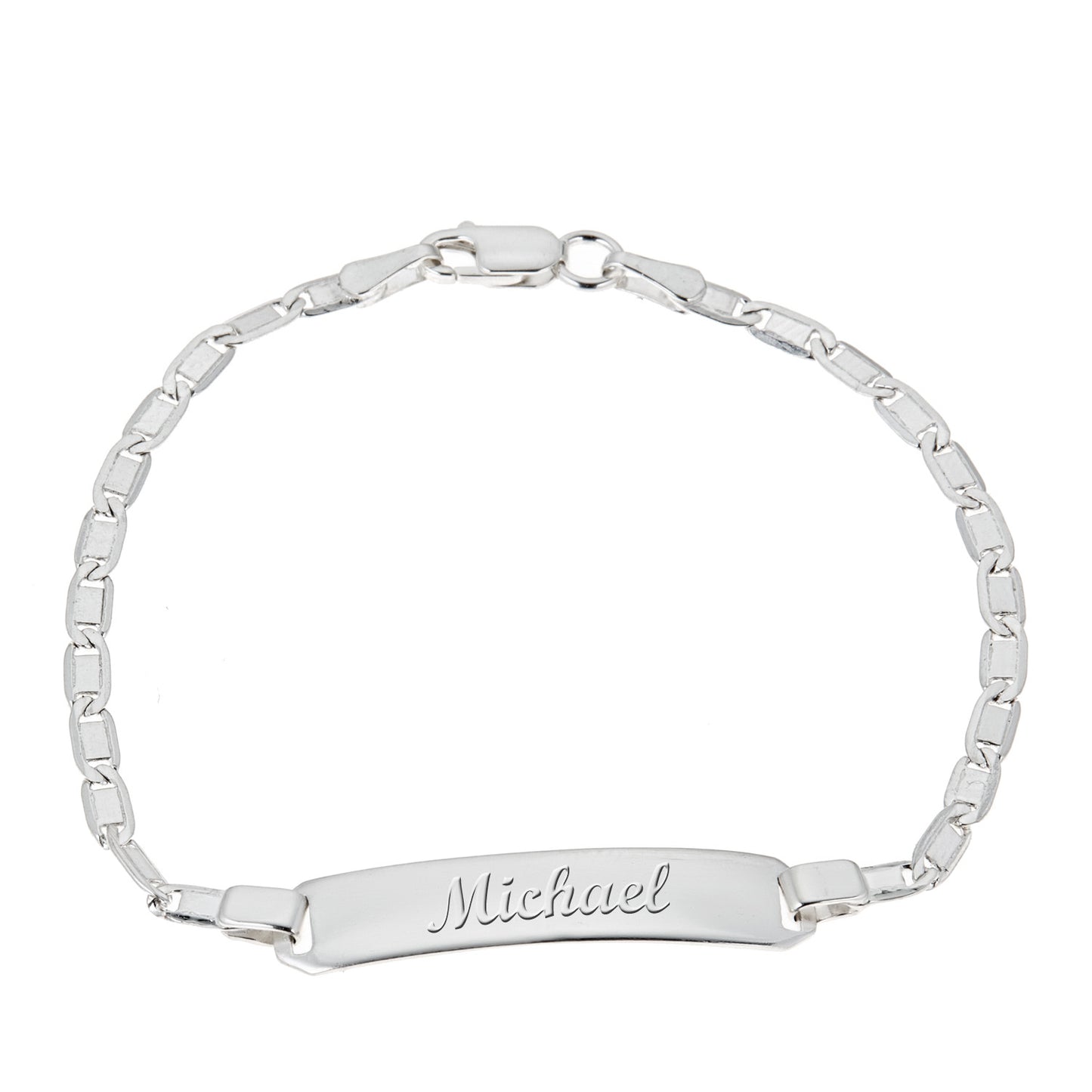 "Ritastephens Sterling Silver Mariner Baby ID Engravable Chain Bracelet – Personalized and Elegant Design for Children "